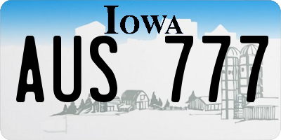 IA license plate AUS777