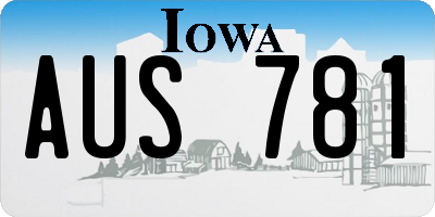 IA license plate AUS781