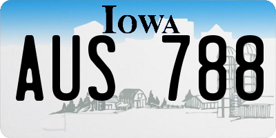 IA license plate AUS788