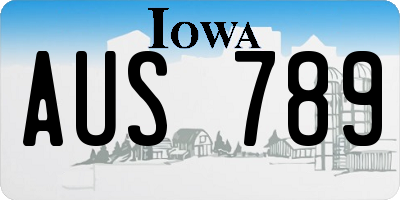 IA license plate AUS789