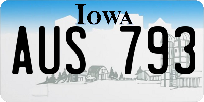 IA license plate AUS793