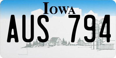 IA license plate AUS794