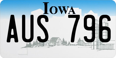 IA license plate AUS796
