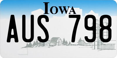 IA license plate AUS798