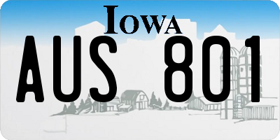 IA license plate AUS801
