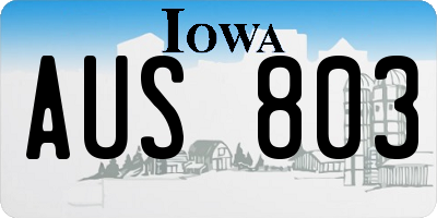 IA license plate AUS803