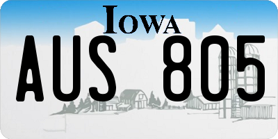 IA license plate AUS805