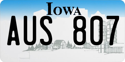 IA license plate AUS807