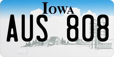 IA license plate AUS808