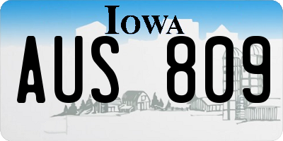 IA license plate AUS809