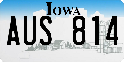 IA license plate AUS814