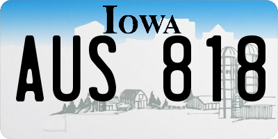 IA license plate AUS818