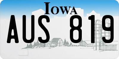 IA license plate AUS819