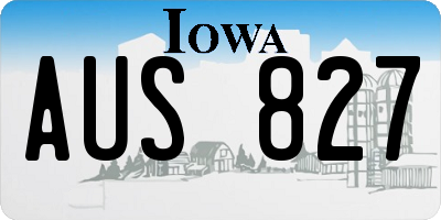 IA license plate AUS827