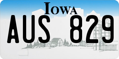 IA license plate AUS829