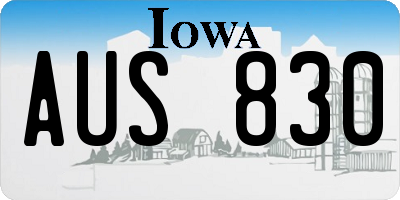 IA license plate AUS830