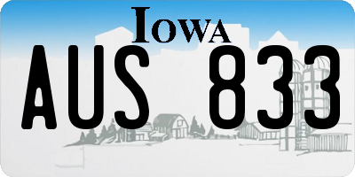 IA license plate AUS833