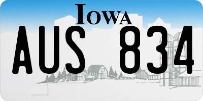 IA license plate AUS834