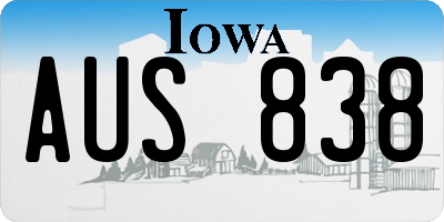 IA license plate AUS838