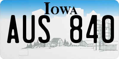 IA license plate AUS840