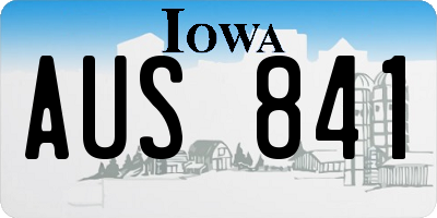 IA license plate AUS841