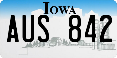 IA license plate AUS842