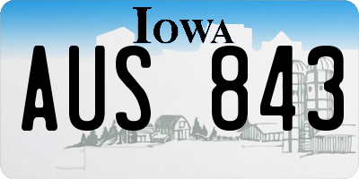 IA license plate AUS843