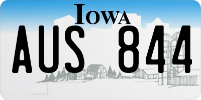 IA license plate AUS844