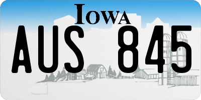 IA license plate AUS845