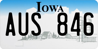 IA license plate AUS846