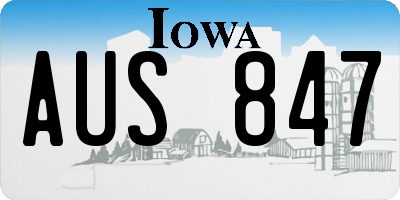 IA license plate AUS847