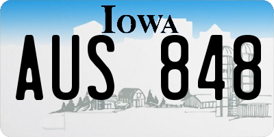IA license plate AUS848
