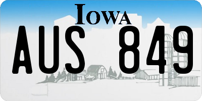 IA license plate AUS849