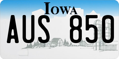 IA license plate AUS850