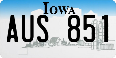 IA license plate AUS851