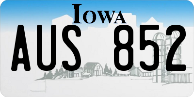 IA license plate AUS852