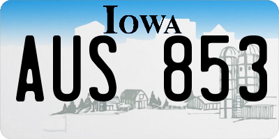 IA license plate AUS853