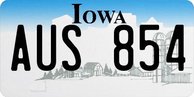 IA license plate AUS854