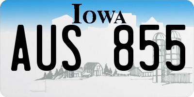 IA license plate AUS855