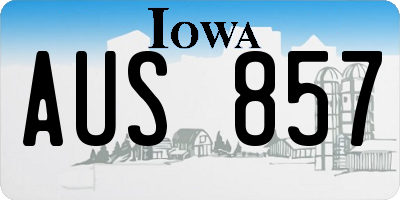 IA license plate AUS857