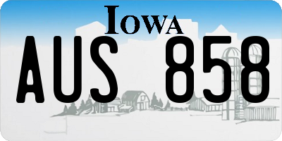 IA license plate AUS858