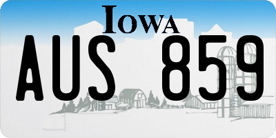 IA license plate AUS859