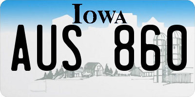 IA license plate AUS860