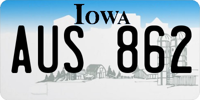 IA license plate AUS862