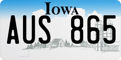 IA license plate AUS865