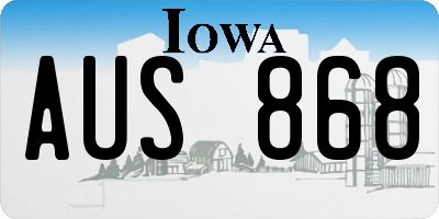 IA license plate AUS868