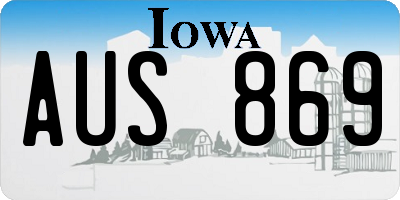 IA license plate AUS869