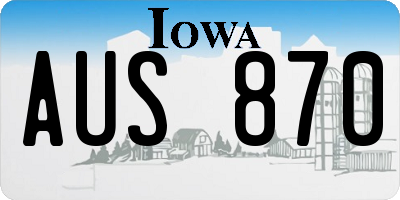 IA license plate AUS870