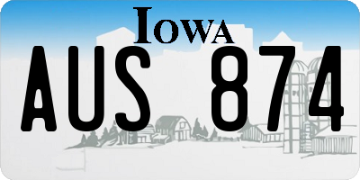IA license plate AUS874