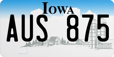 IA license plate AUS875